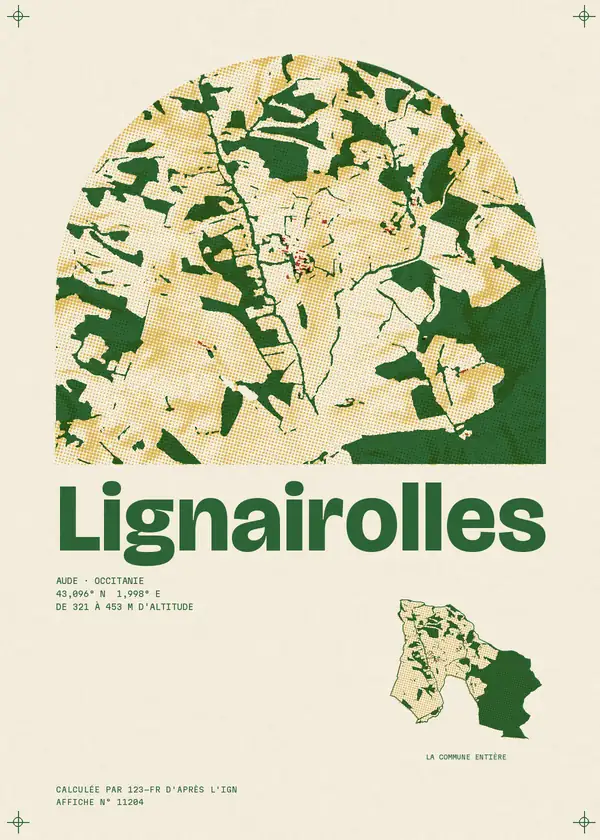 Affiche de Lignairolles, calculée par 123-fr d'après l'IGN