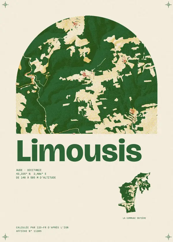 Affiche de Limousis, calculée par 123-fr d'après l'IGN