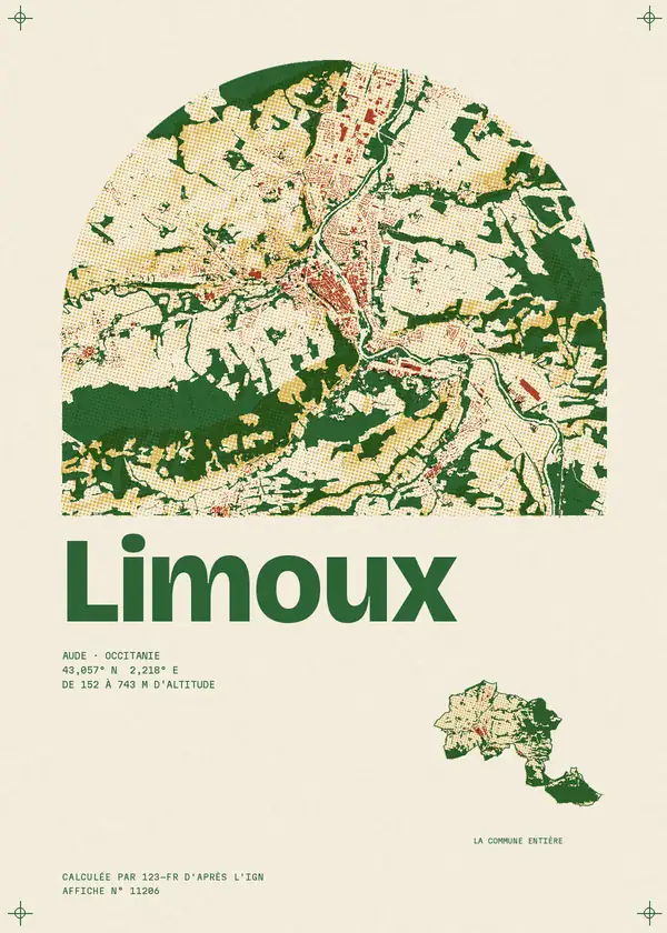 Affiche de Limoux, calculée par 123-fr d'après l'IGN