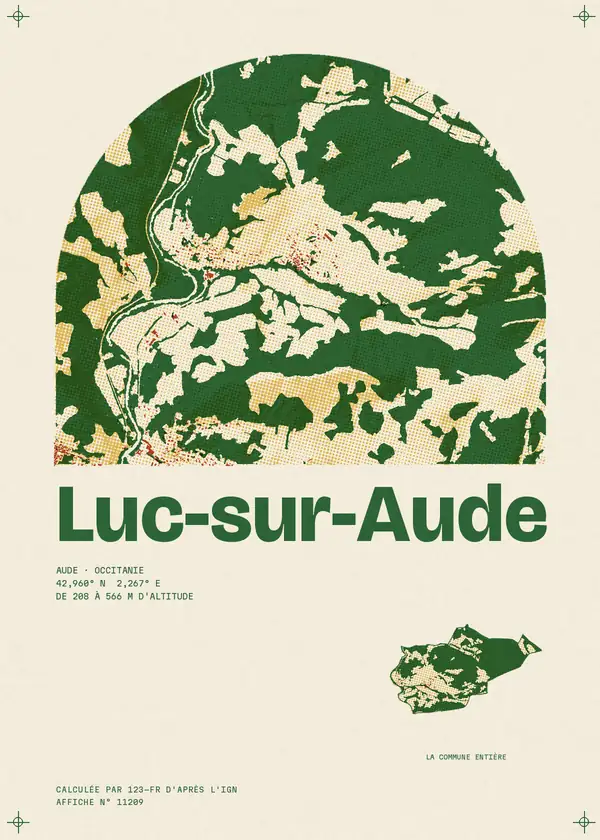Affiche de Luc-sur-Aude, calculée par 123-fr d'après l'IGN