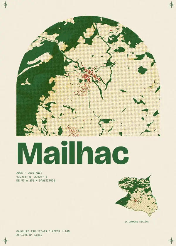 Affiche de Mailhac, calculée par 123-fr d'après l'IGN