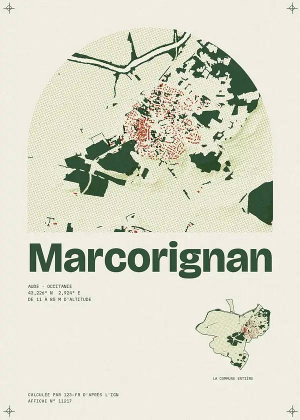 Affiche de Marcorignan, calculée par 123-fr d'après l'IGN