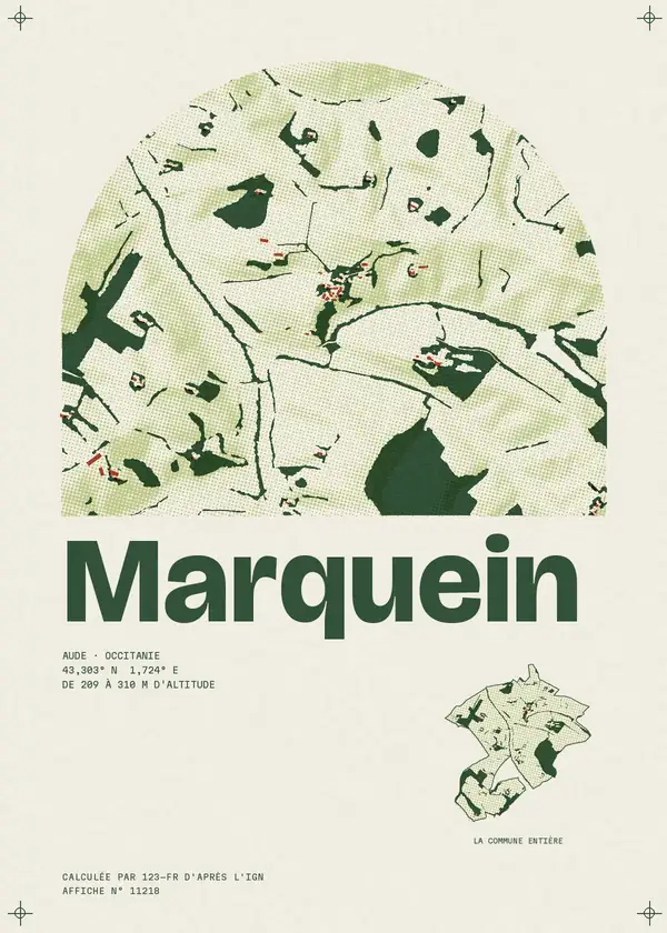 Affiche de Marquein, calculée par 123-fr d'après l'IGN