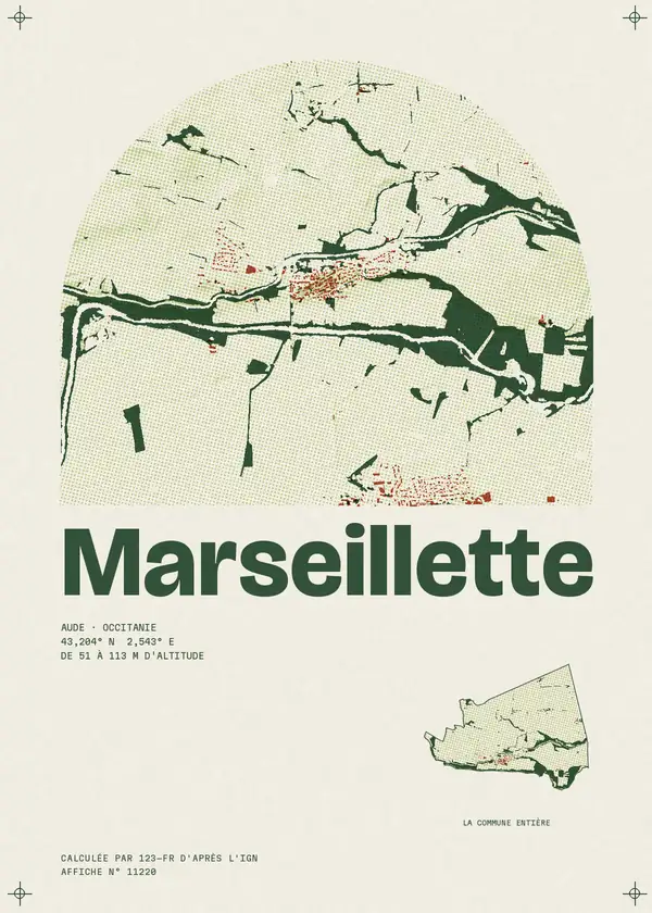 Affiche de Marseillette, calculée par 123-fr d'après l'IGN