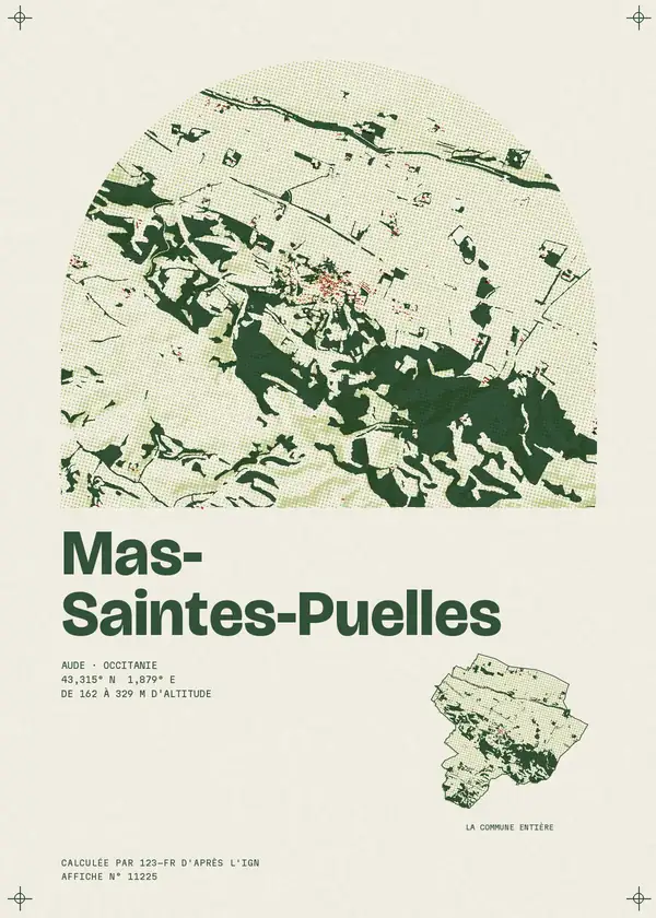 Affiche de Mas-Saintes-Puelles, calculée par 123-fr d'après l'IGN