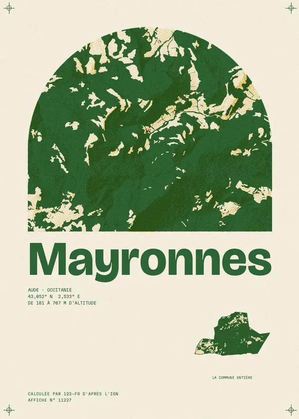Affiche de Mayronnes, calculée par 123-fr d'après l'IGN