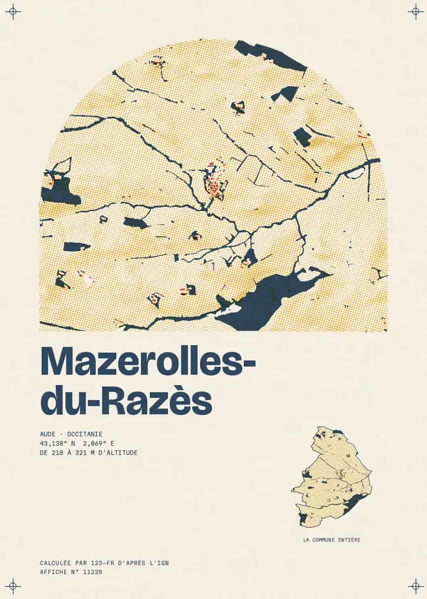 Affiche de Mazerolles-du-Razès, calculée par 123-fr d'après l'IGN
