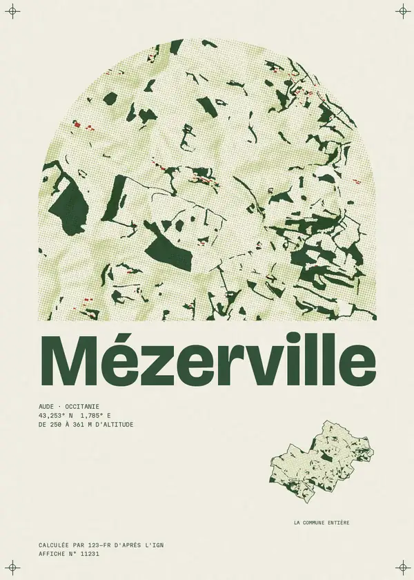 Affiche de Mézerville, calculée par 123-fr d'après l'IGN