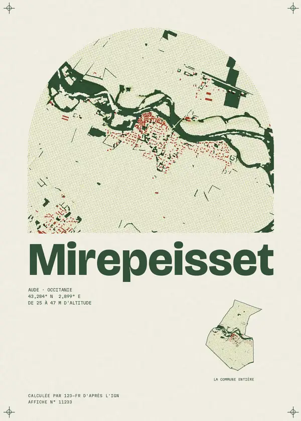 Affiche de Mirepeisset, calculée par 123-fr d'après l'IGN