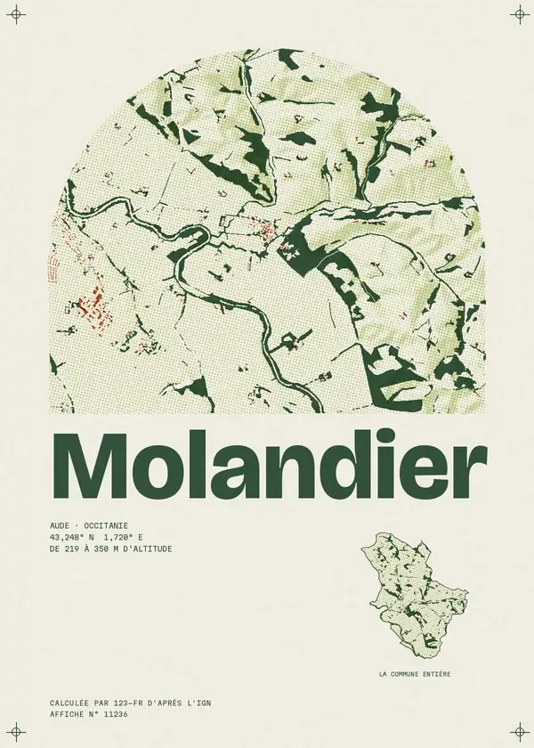 Affiche de Molandier, calculée par 123-fr d'après l'IGN