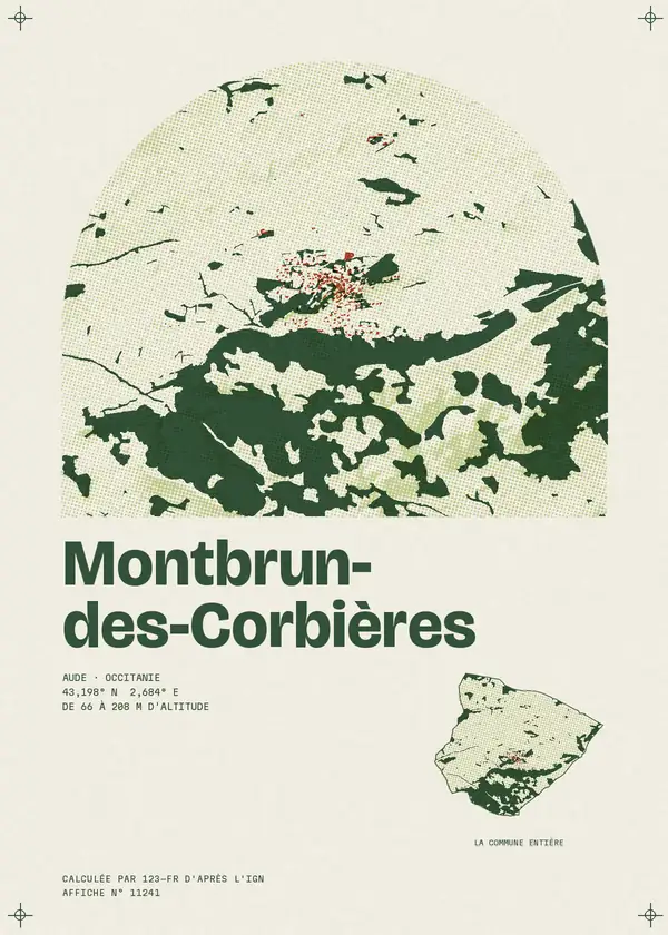 Affiche de Montbrun-des-Corbières, calculée par 123-fr d'après l'IGN