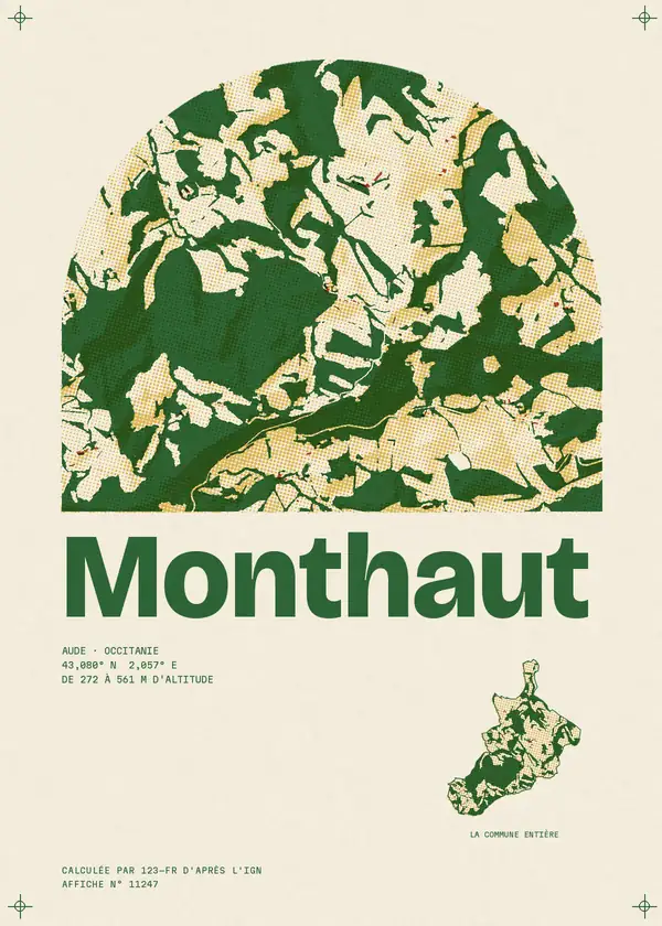 Affiche de Monthaut, calculée par 123-fr d'après l'IGN