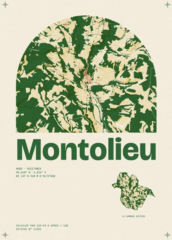 Affiche de Montolieu, calculée par 123-fr d'après l'IGN