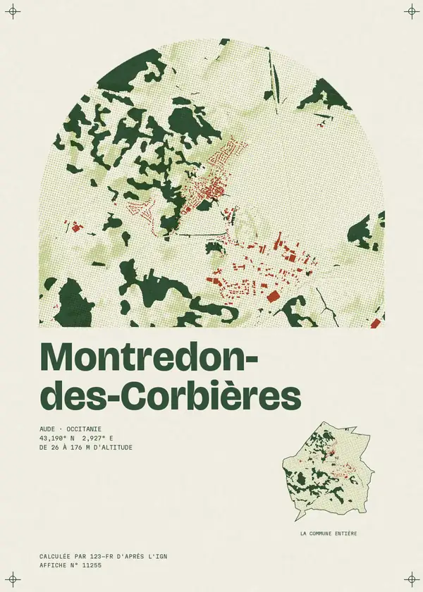 Affiche de Montredon-des-Corbières, calculée par 123-fr d'après l'IGN