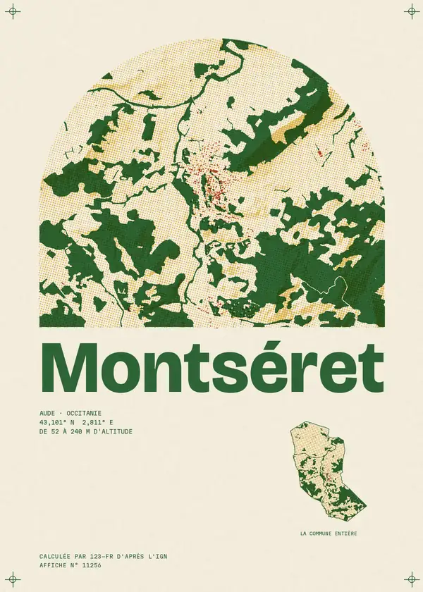 Affiche de Montséret, calculée par 123-fr d'après l'IGN