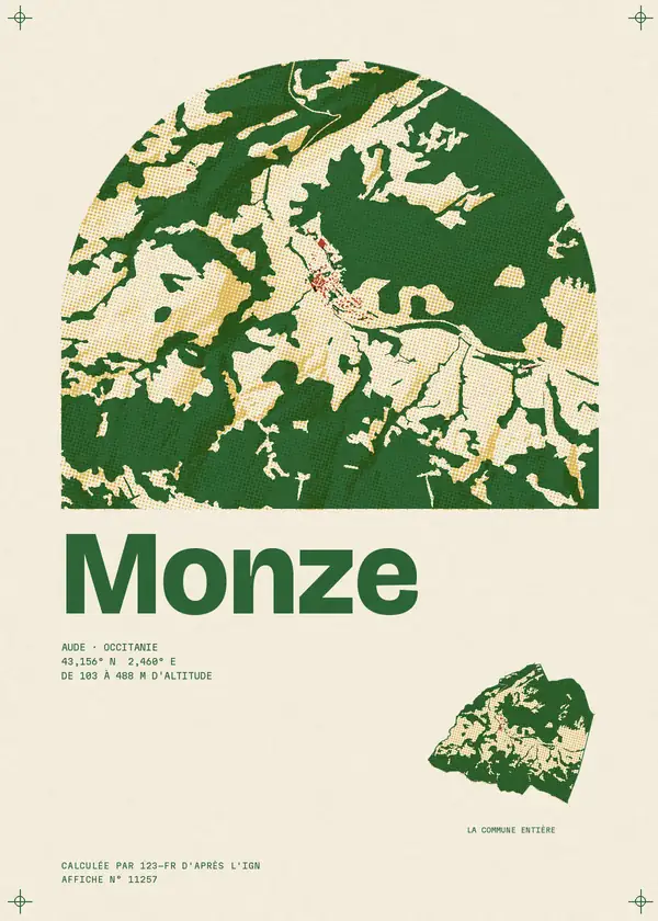 Affiche de Monze, calculée par 123-fr d'après l'IGN