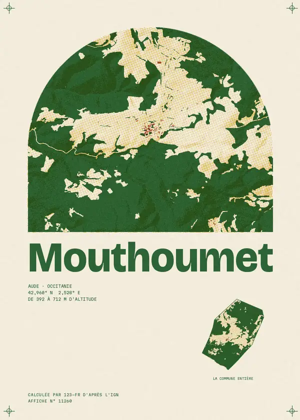 Affiche de Mouthoumet, calculée par 123-fr d'après l'IGN