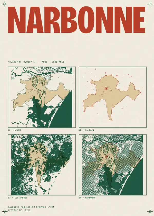Affiche de Narbonne, calculée par 123-fr d'après l'IGN