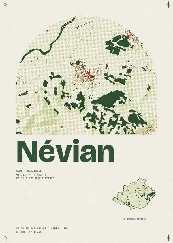 Affiche de Névian, calculée par 123-fr d'après l'IGN