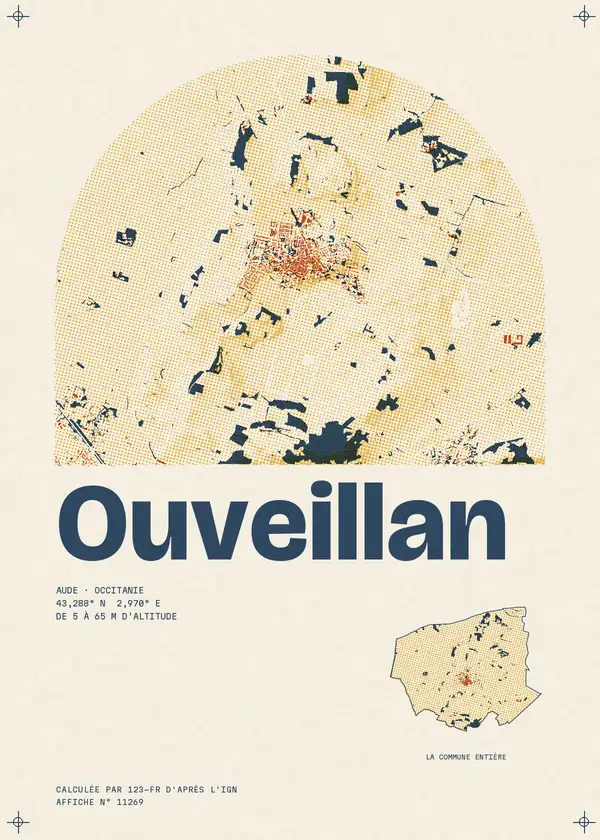Affiche de Ouveillan, calculée par 123-fr d'après l'IGN