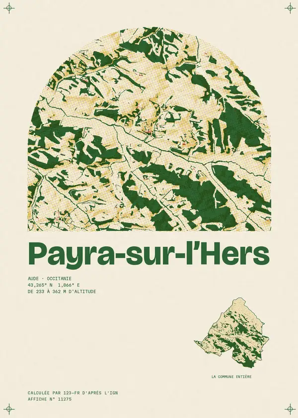 Affiche de Payra-sur-l'Hers, calculée par 123-fr d'après l'IGN