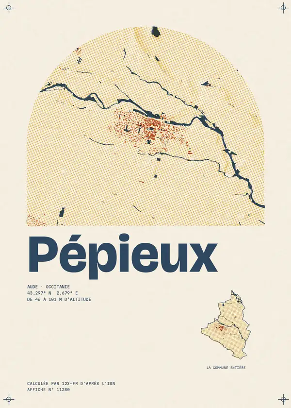 Affiche de Pépieux, calculée par 123-fr d'après l'IGN