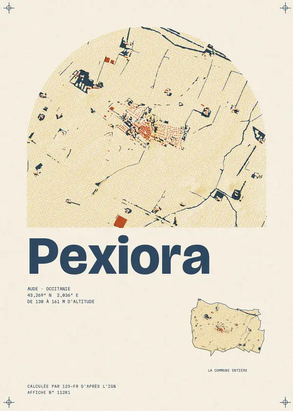 Affiche de Pexiora, calculée par 123-fr d'après l'IGN