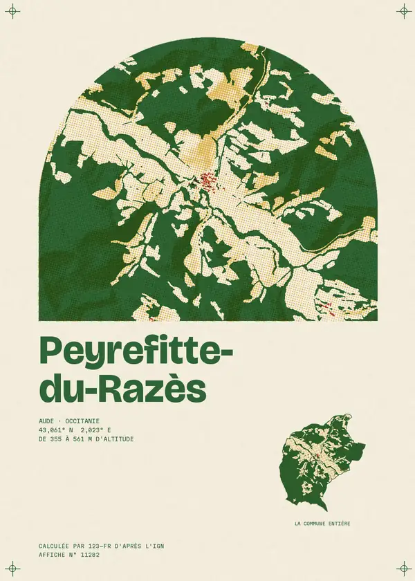 Affiche de Peyrefitte-du-Razès, calculée par 123-fr d'après l'IGN
