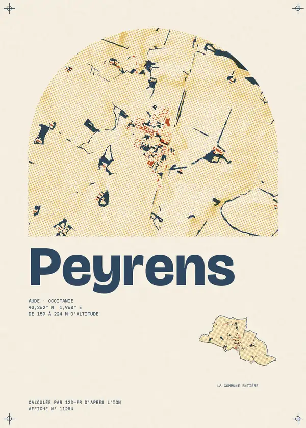 Affiche de Peyrens, calculée par 123-fr d'après l'IGN