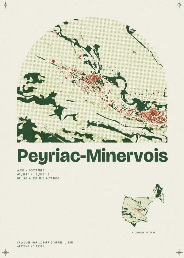 Affiche de Peyriac-Minervois, calculée par 123-fr d'après l'IGN