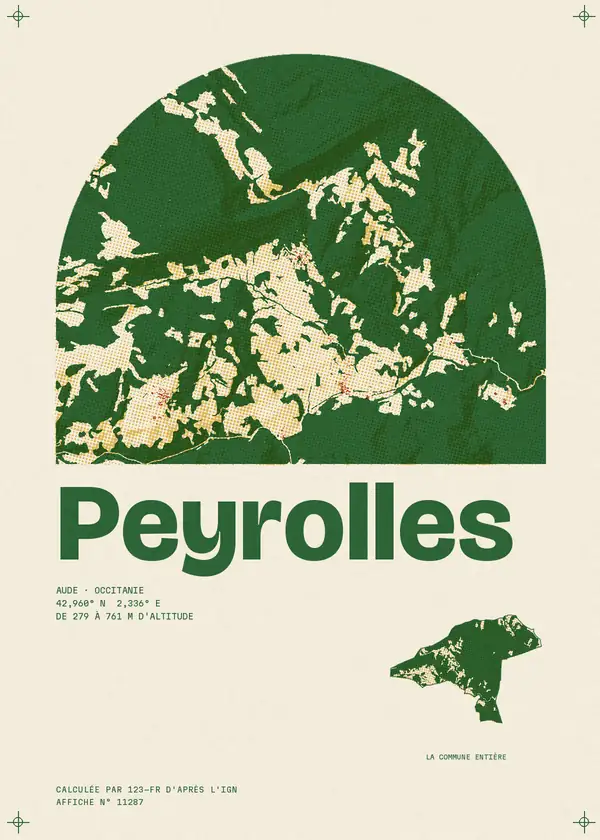 Affiche de Peyrolles, calculée par 123-fr d'après l'IGN