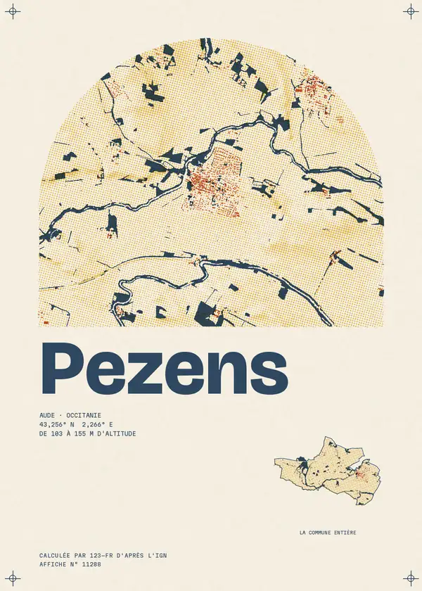 Affiche de Pezens, calculée par 123-fr d'après l'IGN