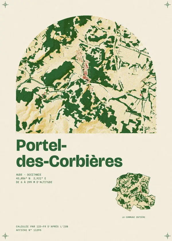 Affiche de Portel-des-Corbières, calculée par 123-fr d'après l'IGN