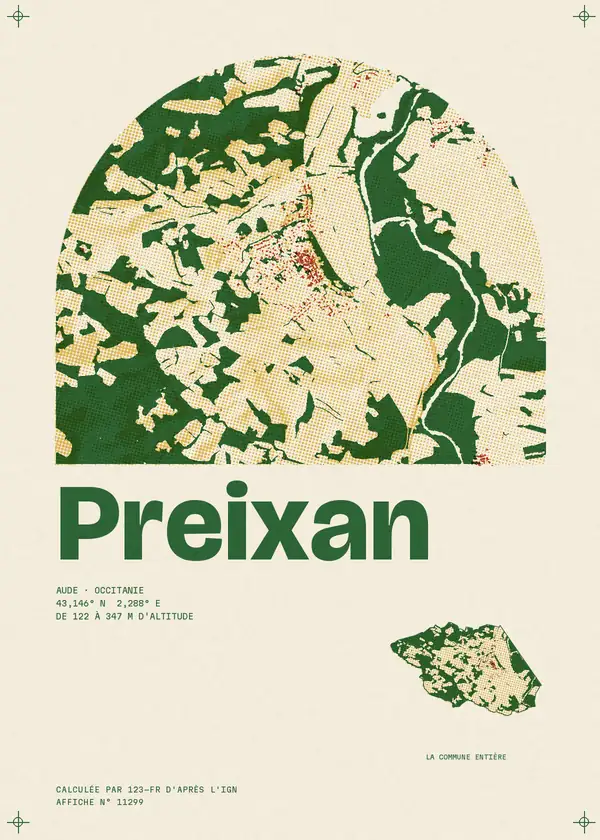 Affiche de Preixan, calculée par 123-fr d'après l'IGN