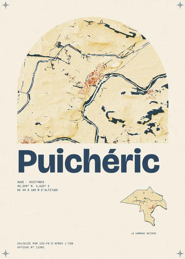 Affiche de Puichéric, calculée par 123-fr d'après l'IGN