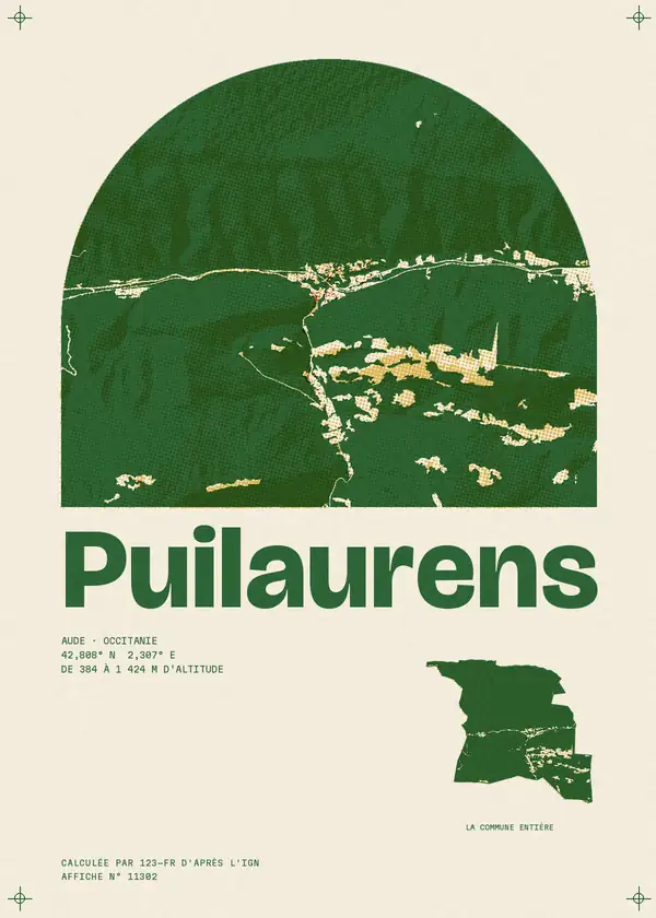 Affiche de Puilaurens, calculée par 123-fr d'après l'IGN