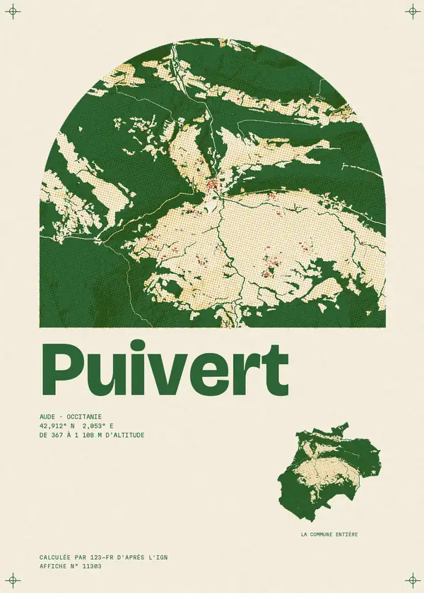 Affiche de Puivert, calculée par 123-fr d'après l'IGN