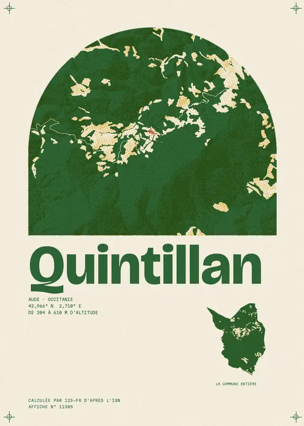 Affiche de Quintillan, calculée par 123-fr d'après l'IGN