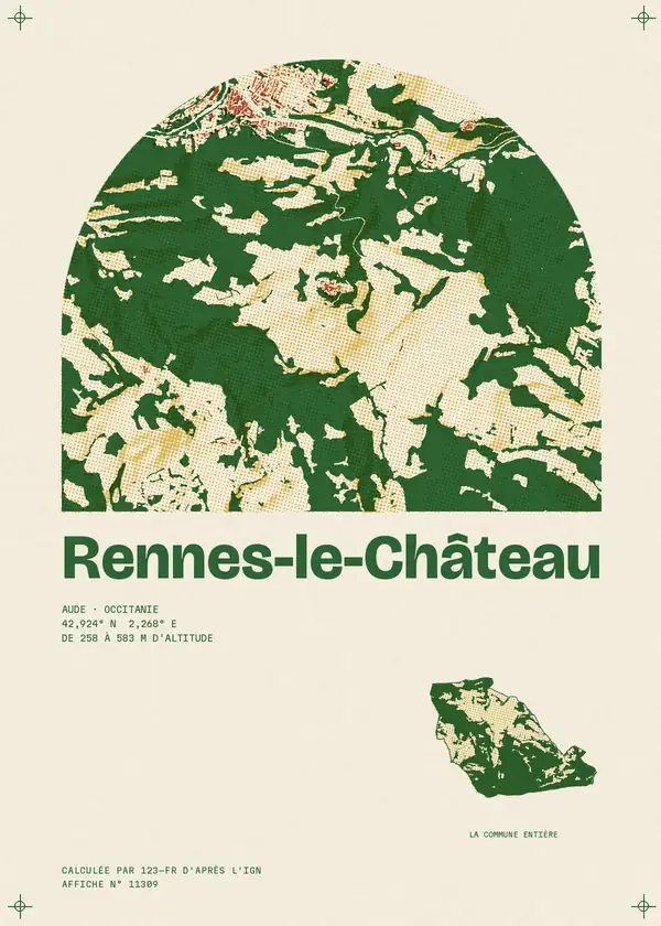 Affiche de Rennes-le-Château, calculée par 123-fr d'après l'IGN