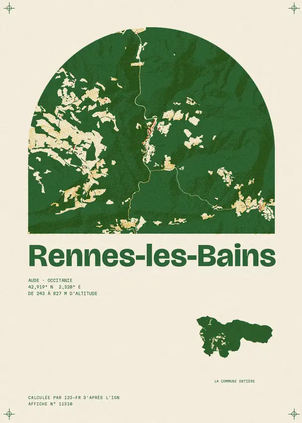Affiche de Rennes-les-Bains, calculée par 123-fr d'après l'IGN