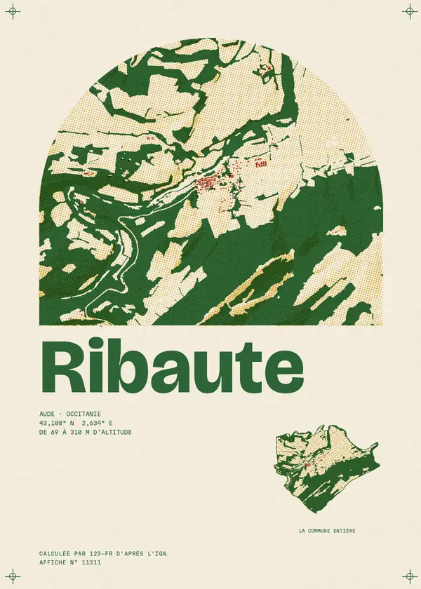 Affiche de Ribaute, calculée par 123-fr d'après l'IGN