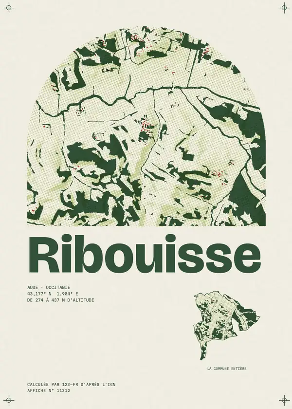 Affiche de Ribouisse, calculée par 123-fr d'après l'IGN