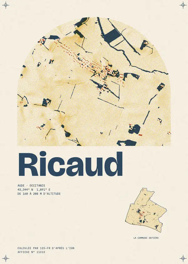 Affiche de Ricaud, calculée par 123-fr d'après l'IGN