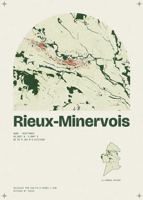 Affiche de Rieux-Minervois, calculée par 123-fr d'après l'IGN