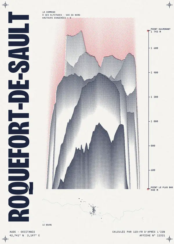 Affiche de Roquefort-de-Sault, calculée par 123-fr d'après l'IGN