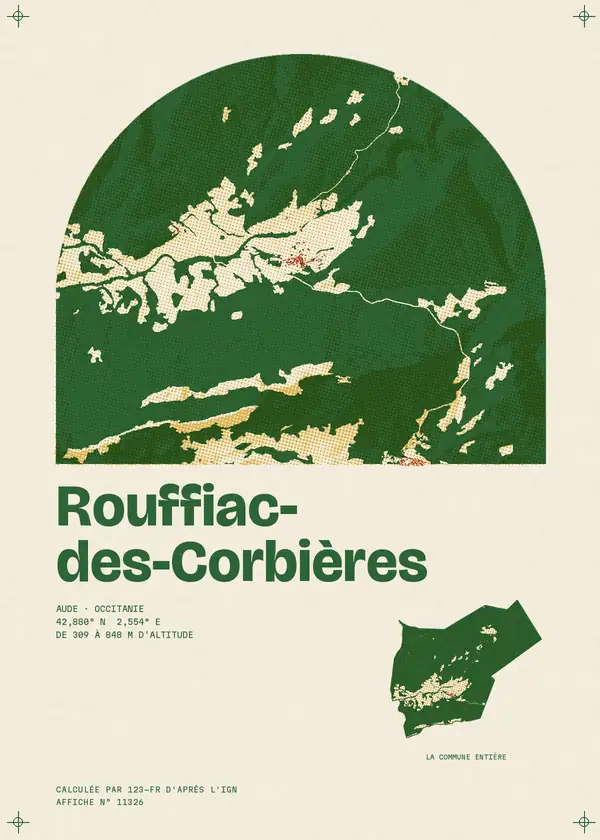 Affiche de Rouffiac-des-Corbières, calculée par 123-fr d'après l'IGN