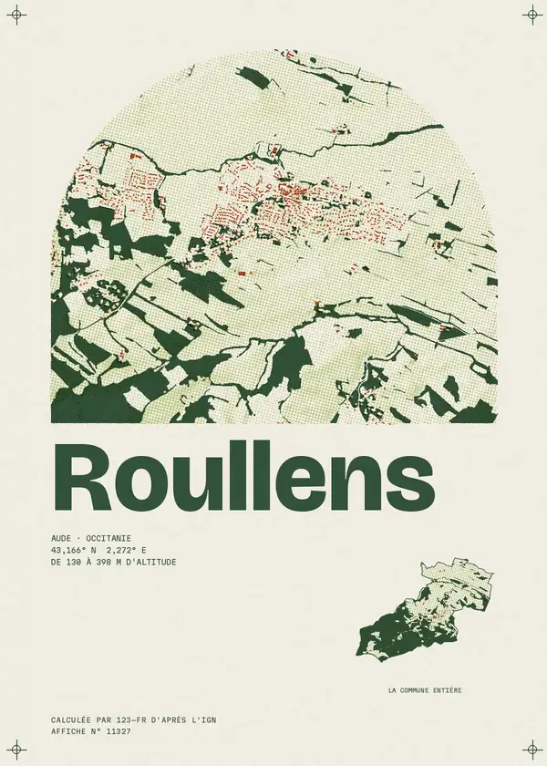 Affiche de Roullens, calculée par 123-fr d'après l'IGN
