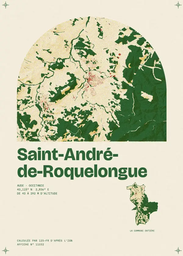 Affiche de Saint-André-de-Roquelongue, calculée par 123-fr d'après l'IGN
