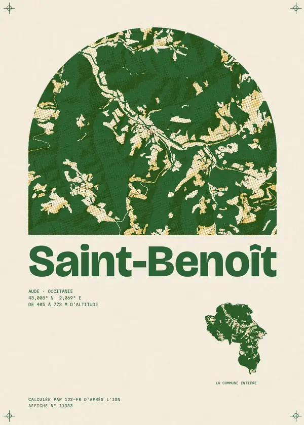 Affiche de Saint-Benoît, calculée par 123-fr d'après l'IGN