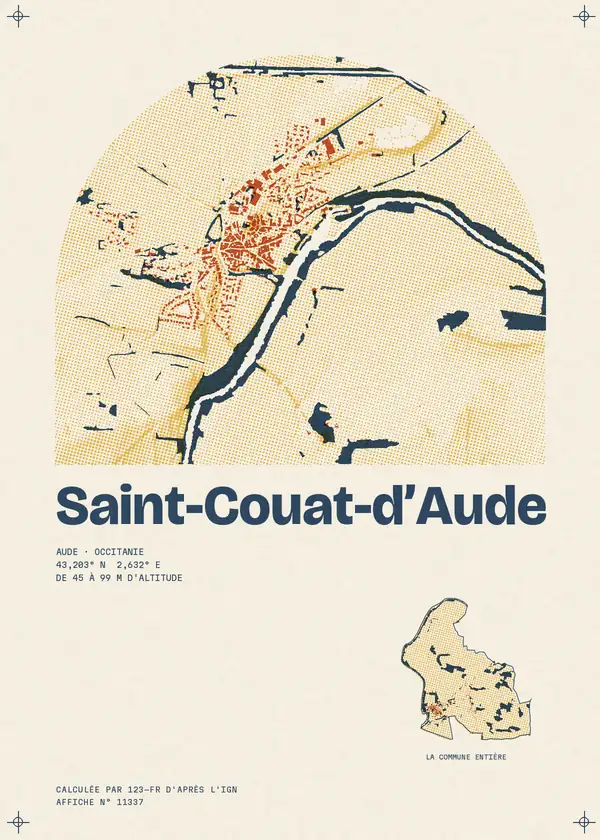Affiche de Saint-Couat-d'Aude, calculée par 123-fr d'après l'IGN